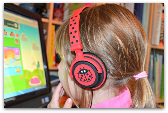 Wearing the My Doodles headphones
