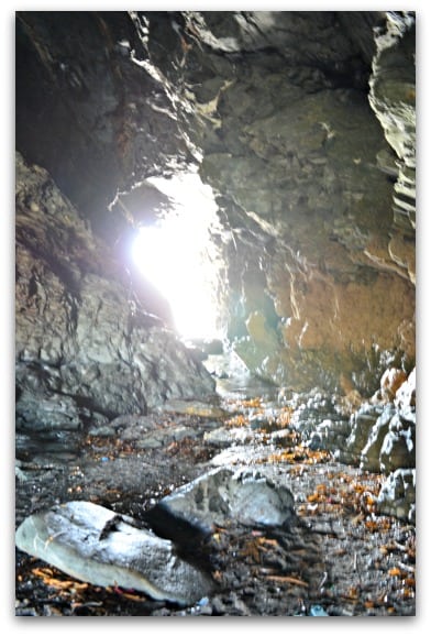 Exploring the caves at Tintagel