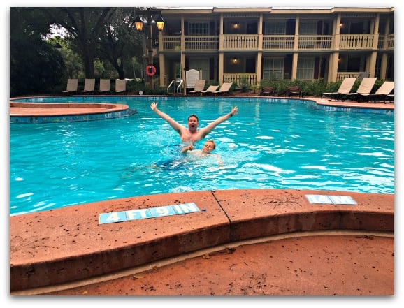 Watching the fun in the pool