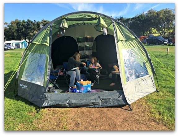 enjoying breakfast in the tent