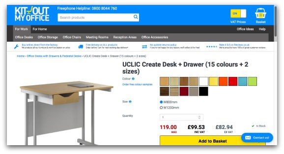 Kit Out My Office UCLIC Create Desk + Drawer