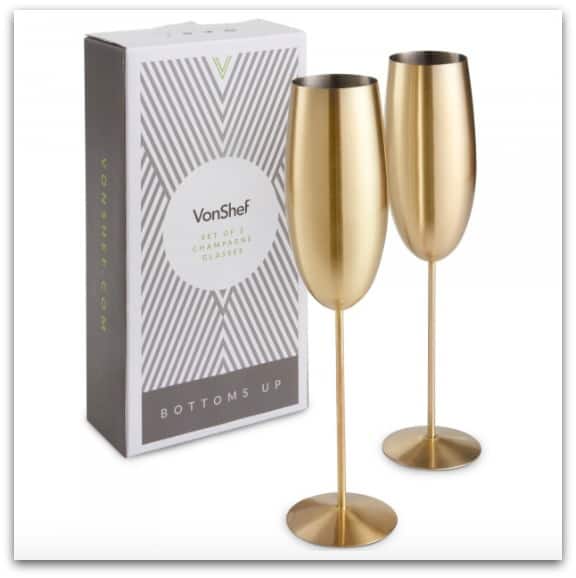 Graduation Gift Ideas VonShef Brushed Gold Champagne Flutes from Domu