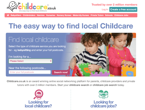 Childcare.co.uk homepage
