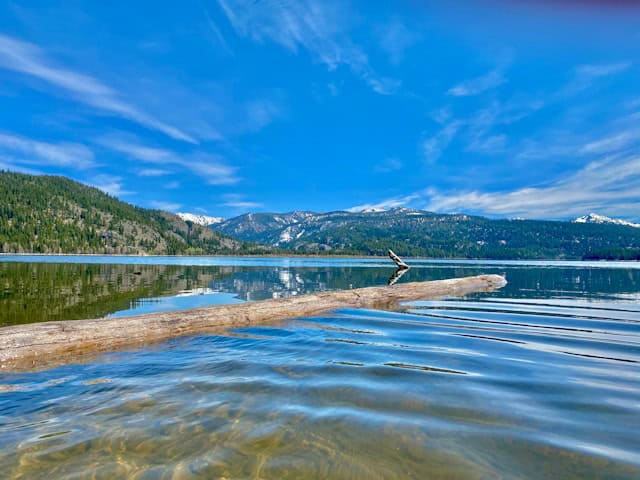 Little Payette Lake under a blue sky